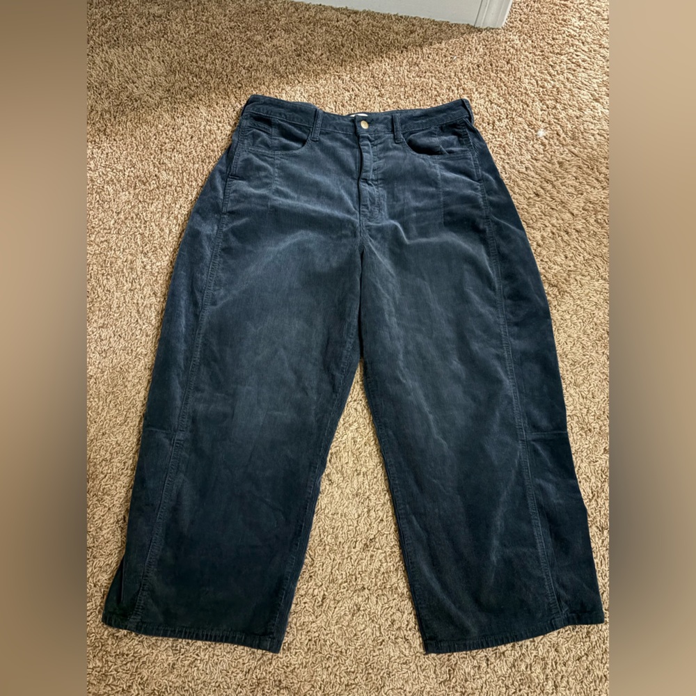 Anthropologie Pilcro Kenna Corduroy Barrel-Leg Jeans in navy - Picture 2 of 3